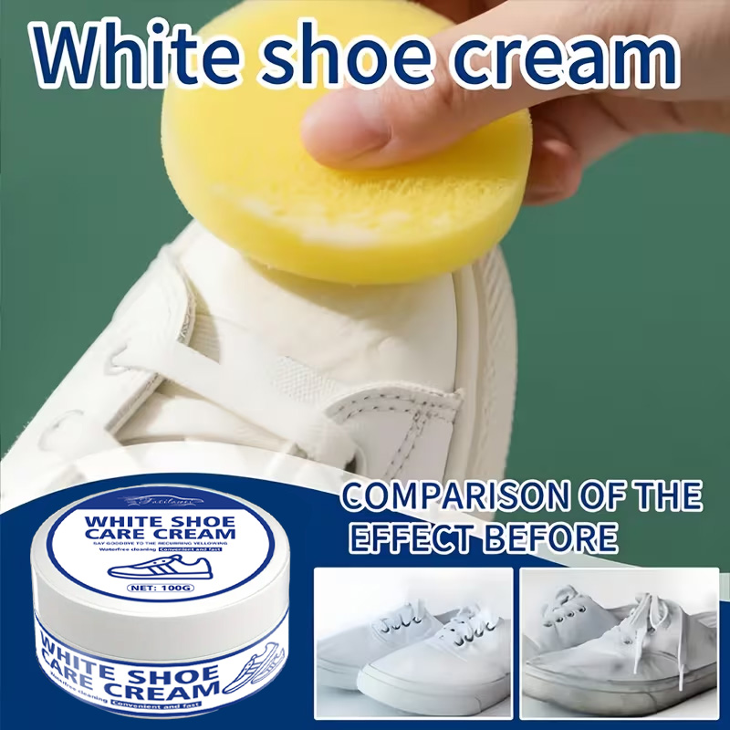 Sneaker Care Whitener - Krim Perawatan Sepatu Putih dengan Spons: